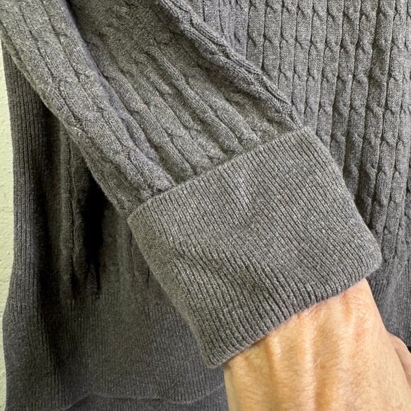 PACT Sweater Medium Cable Knit Crew Neck  Organic Cotton Tunic Side Slits - Picture 8 of 13